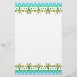 Papelaria Primavera Daffodil Border e Bolinhas Stationery