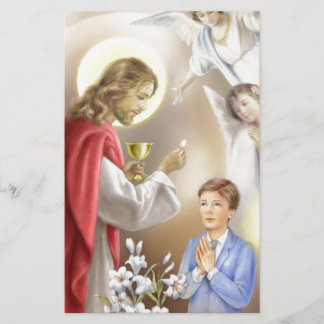 Papelaria Primeiro menino do comunhão santamente