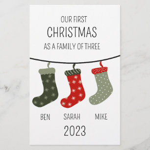 Papelaria Primeiro Natal como família de três