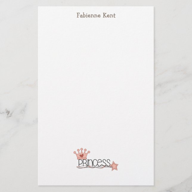 Papelaria Princesa cor-de-rosa · Princesa Wordart (Frente)