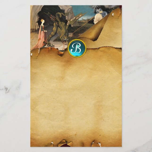 Papelaria PRINCESA ST GEORGE E DRAGÃO, monograma do (Frente)