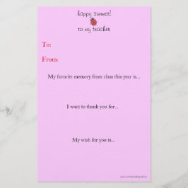 Papelaria Professor de fim de ano, obrigado nota