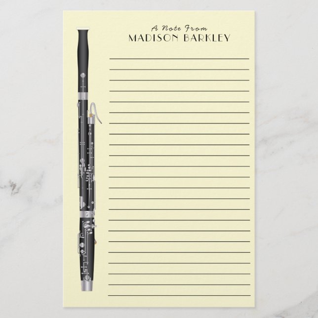 Papelaria Professor de Música de Bassoon (Frente)