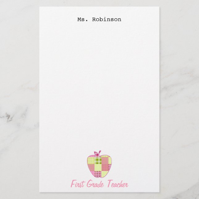 Papelaria Professor de primeiro grau de Apple da xadrez (Frente)