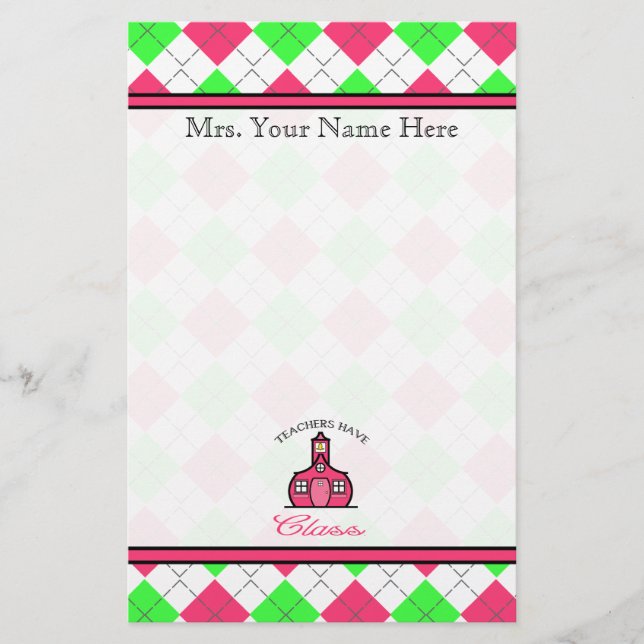 Papelaria Professores Têm Classe - Estilo Rosa &Verde (Frente)