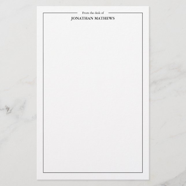 Papelaria Profissional Da mesa de Nome Borda Quadrada (Frente)