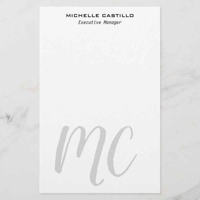 Papelaria Profissional Moderno Monogramado Minimalista (Frente)