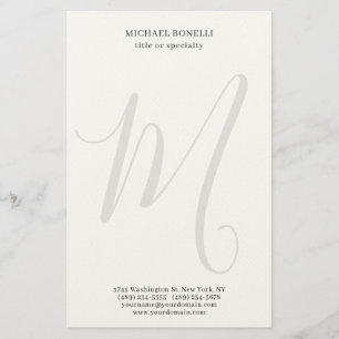 Papelaria Profissional Simples Monogramado Minimalista Moder