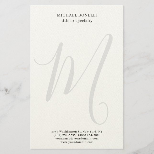 Papelaria Profissional Simples Monogramado Minimalista Moder (Frente)