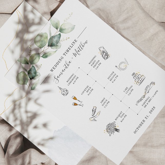Papelaria Programa Itinerário de Casamento de Ícones Moderno (Criador carregado)
