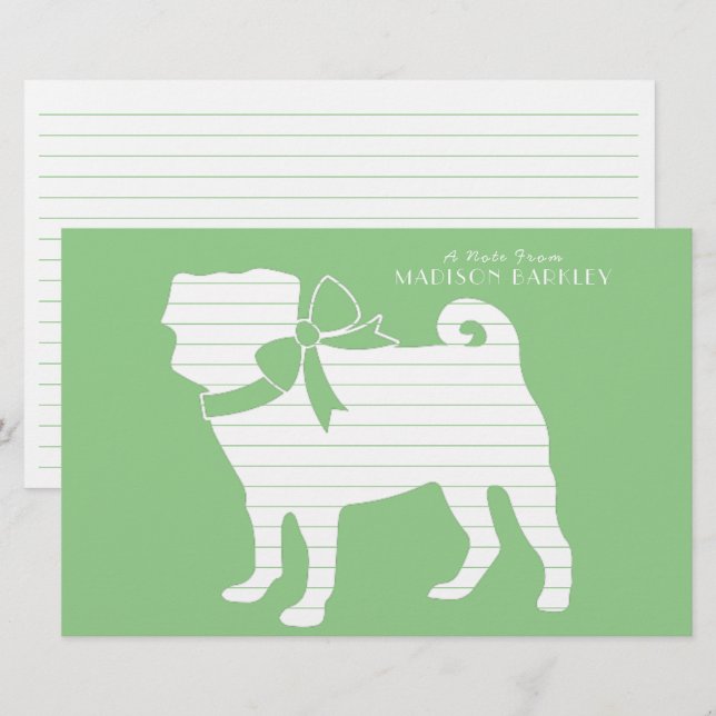 Papelaria Pug Dog Puppy Stationery (Frente/Verso)