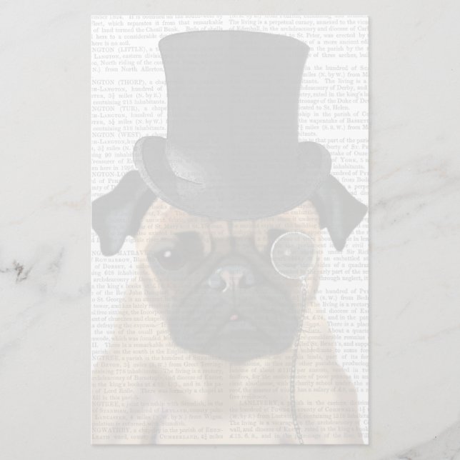 Papelaria Pug, Formal Hound e Chapéu (Frente)
