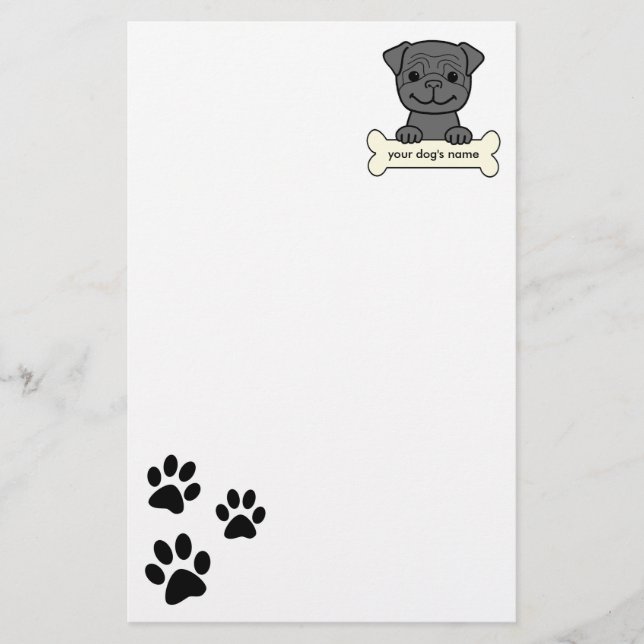 Papelaria Pug personalizado (Frente)