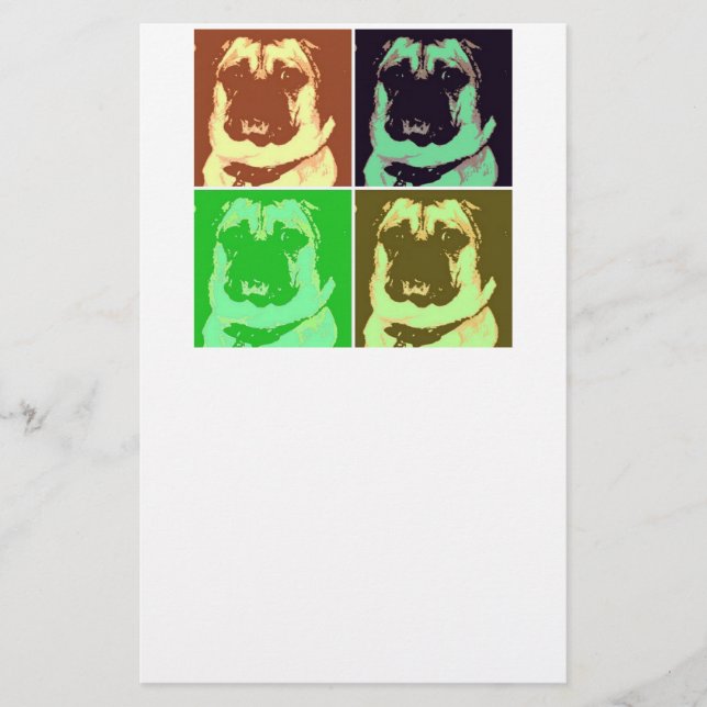 Papelaria Pug Pop Art (Frente)