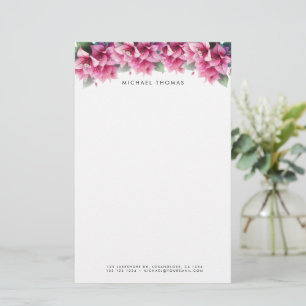 Papelaria Purple Watercolor Bougainvillea Personalizada