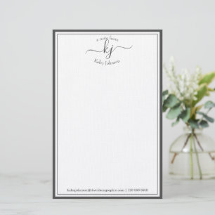 Papelaria Quadro de Cinza de Script Monograma Minimalista Cl