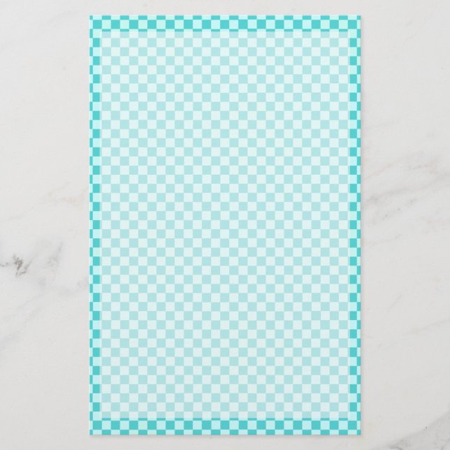 Papelaria Quadro de Verificação Clássico de Combinação Azul  (Frente)