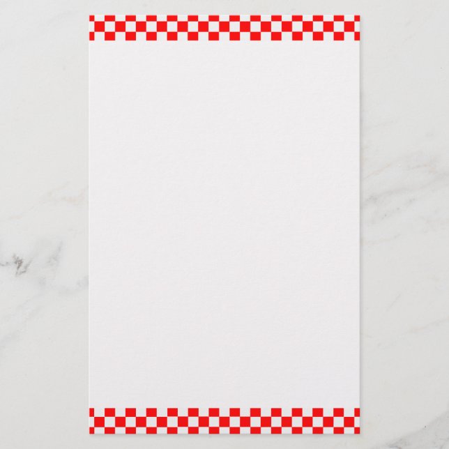 Papelaria Quadro de Verificação Clássico Vermelho e Branco p (Frente)