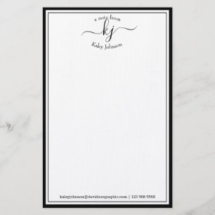 Papelaria Quadro Preto do Script Monograma Minimalista Cláss