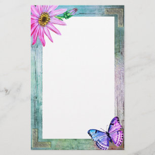 Papelaria Quadro Russo com Flor e Borboleta