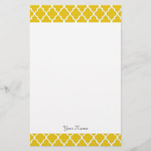 Papelaria Quatrefoil amarelo ensolarado elegante, moderno, c