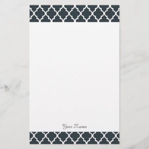Papelaria Quatrefoil azul-marinho elegante, moderno e clássi