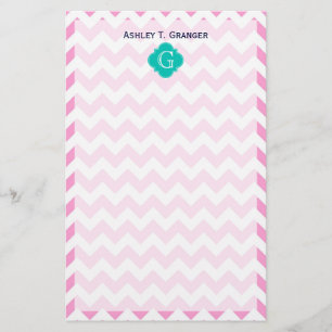 Papelaria Quatrefoil Teal Quatrefoil, Cor-de-Rosa, Chevron Z