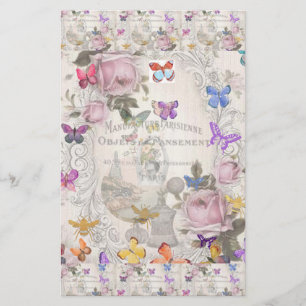 Papelaria Quic francês,country rústico,padrão floral,rosas,r