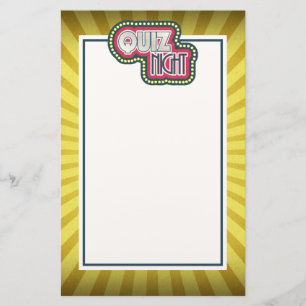 Papelaria Quiz Night Trivia Party Yellow Sunburst