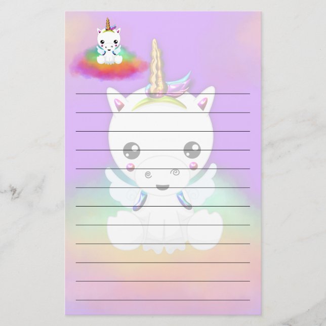Papelaria Rainbow Cloud Unicorn em Puro (Frente)
