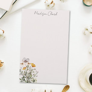 Papelaria Ramo de Flores Silvestres Secas Nome Personalizado