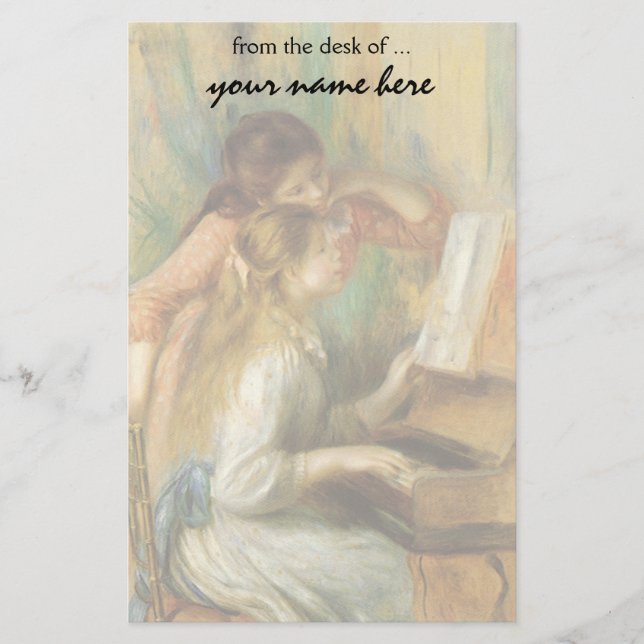 Papelaria Raparigas no piano por Pierre Renoir (Frente)