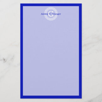 Papelaria Real Azul Wt Chave Grega Rnd Frame Monograma Inici