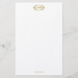 Papelaria Real Monograma Crest Luxo Dourado Personalizado