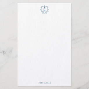 Papelaria Real Monograma Marinho de repouso azul personaliza