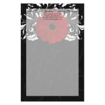 Red, Black and White Scroll Gerbera Daisy