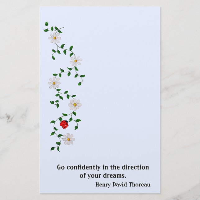 Papelaria Red Ladybug, margaridas brancas, encorajamento (Frente)