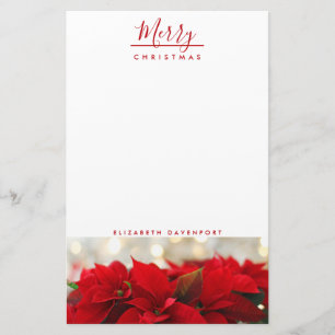 Papelaria Red Poinsettias com Ouro Bokeh Natal
