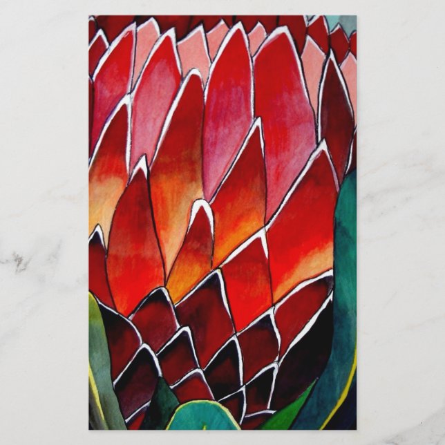Papelaria Red Protea flor flor original de aquarela (Frente)