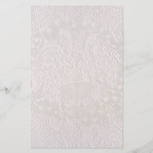 Papelaria Renda Decorativa Rosa Sobre Branco (Frente)