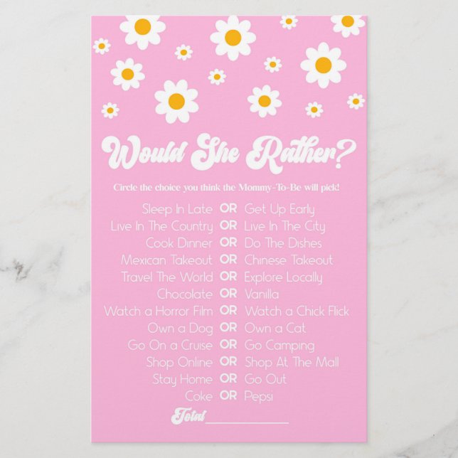 Papelaria Retro-Daisy Rosa, Ela Preferencialmente Jogo De Ch (Frente)