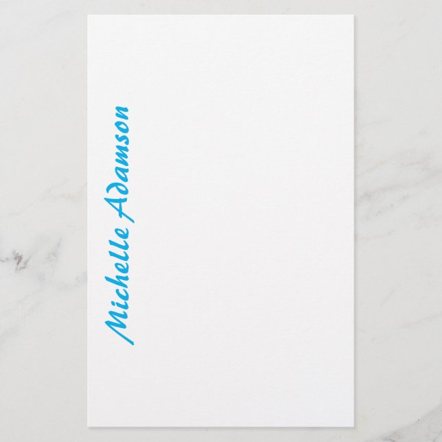 Papelaria Retro Elegante Simples Azul Céu Branco (Frente)
