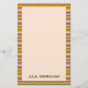 Papelaria Retro Primavera Mão Desenhada Listrada Pessoal