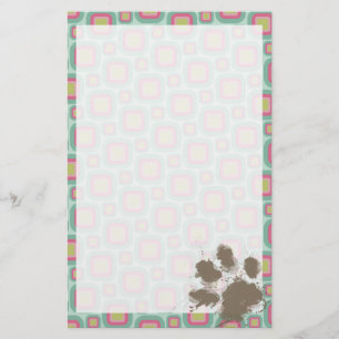 Papelaria Retro Rosa e Mint; Pawprint Engraçado