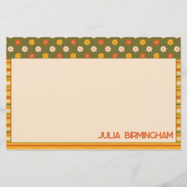 Papelaria Retro Spring Hand Drawn Floral Striped Horizontal