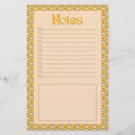 Papelaria Retro Spring Hand Drawn Groovy Floral Check Notes