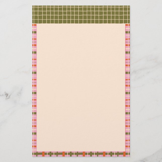 Papelaria Retro Spring Hand Drawn Plaid and Grid Vertical (Frente)