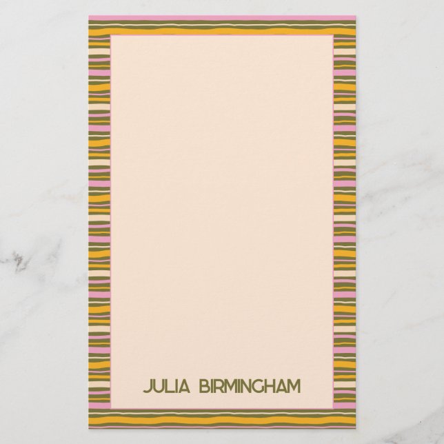 Papelaria Retro Spring Hand Drawn Striped Personal (Frente)