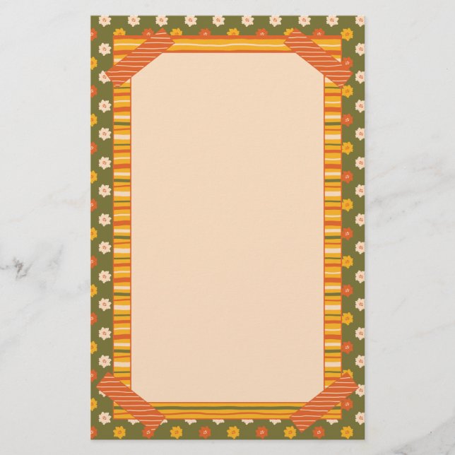 Papelaria Retro Spring Mão Desenhada Falso Washi Floral Vert (Frente)