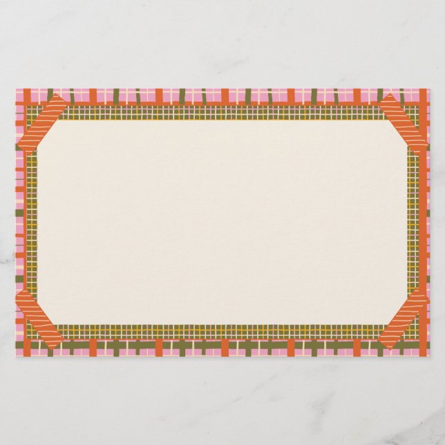 Papelaria Retro Spring Mão Desenhada Falso Washi Grade e Xad (Frente)
